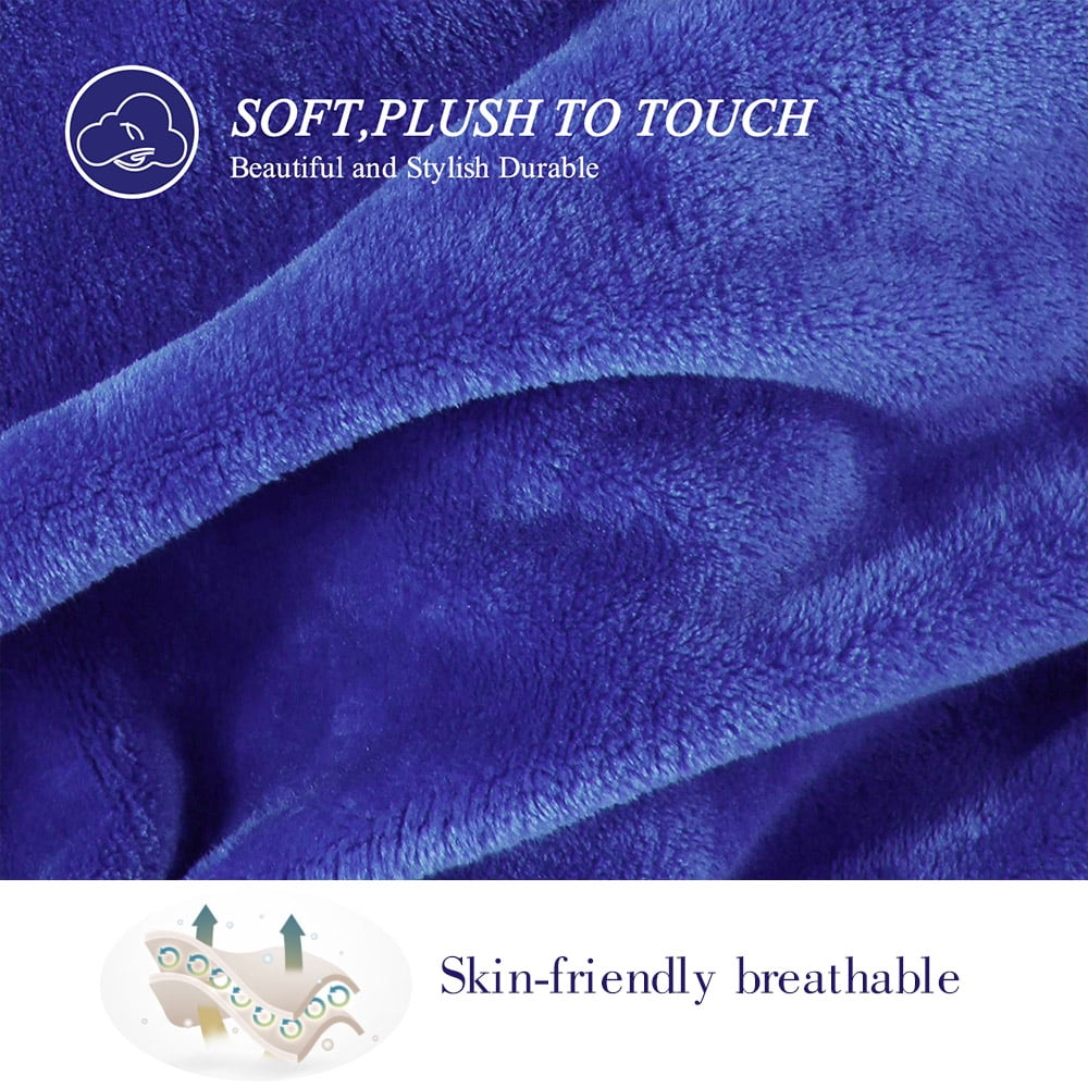 Decorative Knitted Large Navy Fleece Throw Blankets, Throw Size Soft Fuzzy Blanket for Women Men and s, All Season Lightweight Microfibe... - Super Soft Reversible Sherpa Flannel Blanket Detail