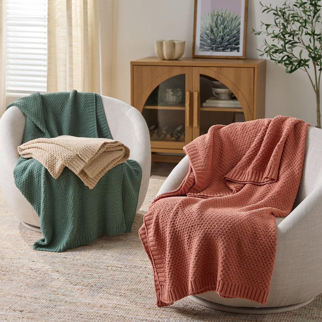 Reversible Sherpa Chenille Knit Super Soft Oversized Throw Blanket, Merlot Wine - Cozy Fleece Throw Blanket for Couch & Bed Detail