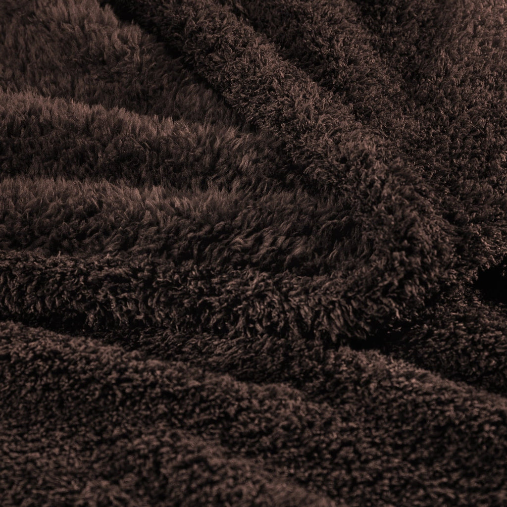 Reversible Sherpa Fuzzy Fleece Throw Blanket for Couch Sofa, Lightweight Fluffy Solid Velvet Blanket, 50x60 Inches, Coffee - Lightweight Plush Warm Blanket for All Seasons Detail