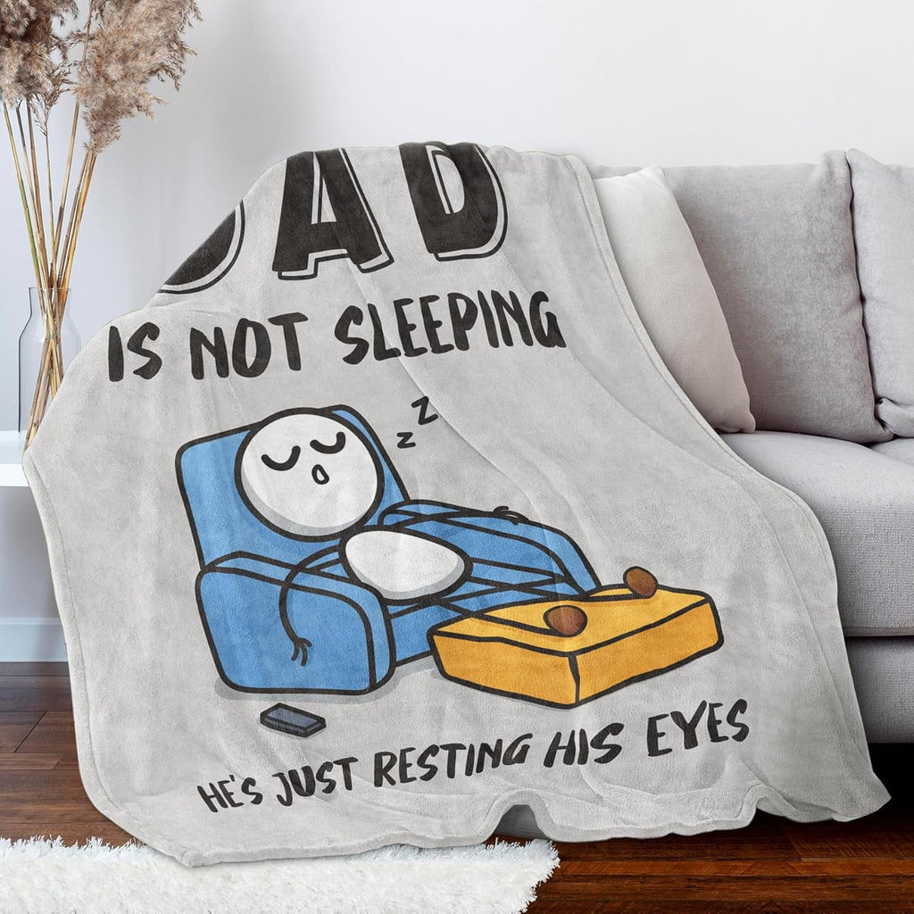 Reversible Sherpa Funny Fathers Day Dad Gifts , Dads Birthday Gifts, Dad is Not Sleeping Blanket, Super Soft Throws Blanket for Napping - Super Soft Reversible Sherpa Flannel Blanket Detail