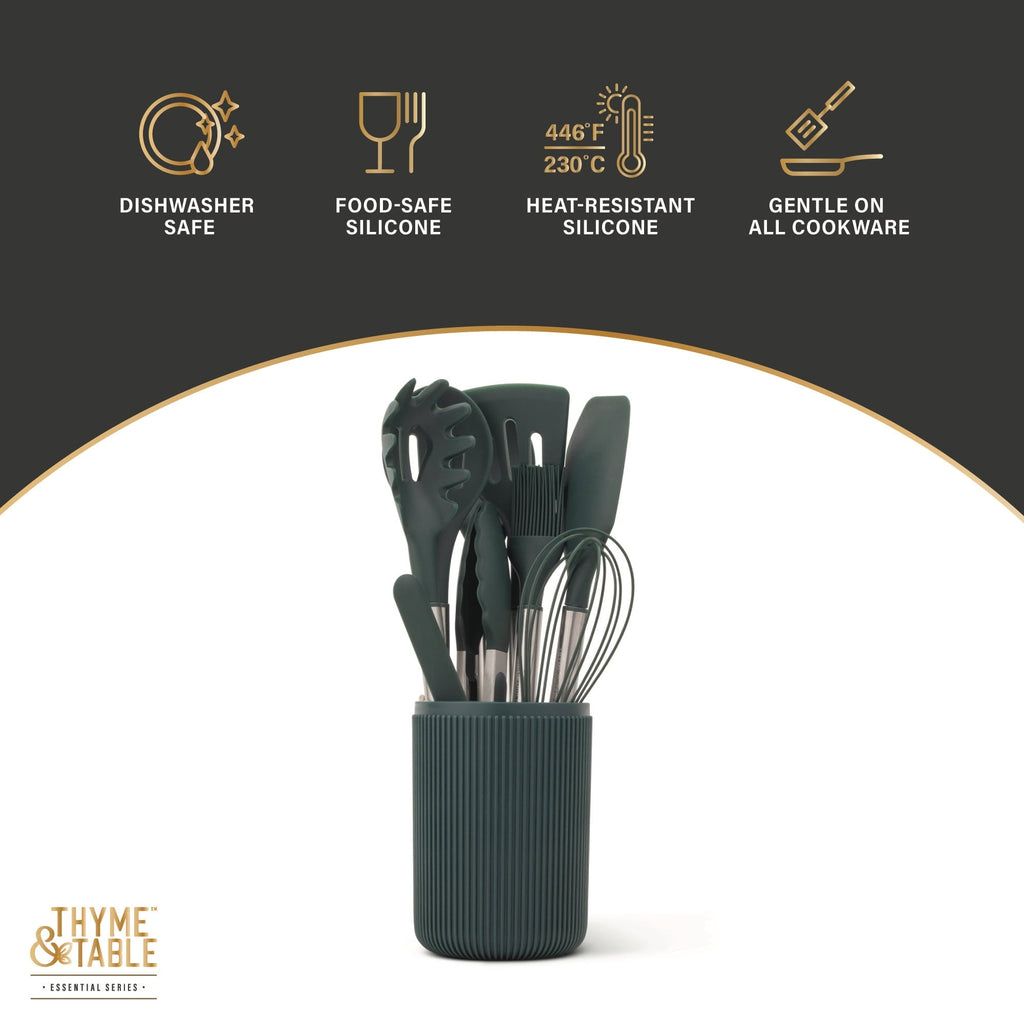 Premium Silicone 10-Piece Silicone Gadget Set - Green - Heat-Resistant Silicone Cooking Spatula Turner Detail