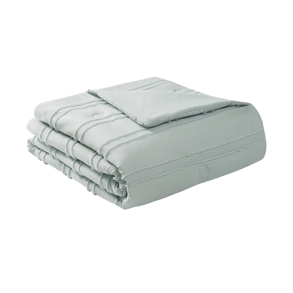Fluffy Down Alternative Mint 10 Piece Bed in a Bag Comforter Set with Sheets, Queen - All-Season Down Alternative Comforter Insert Detail