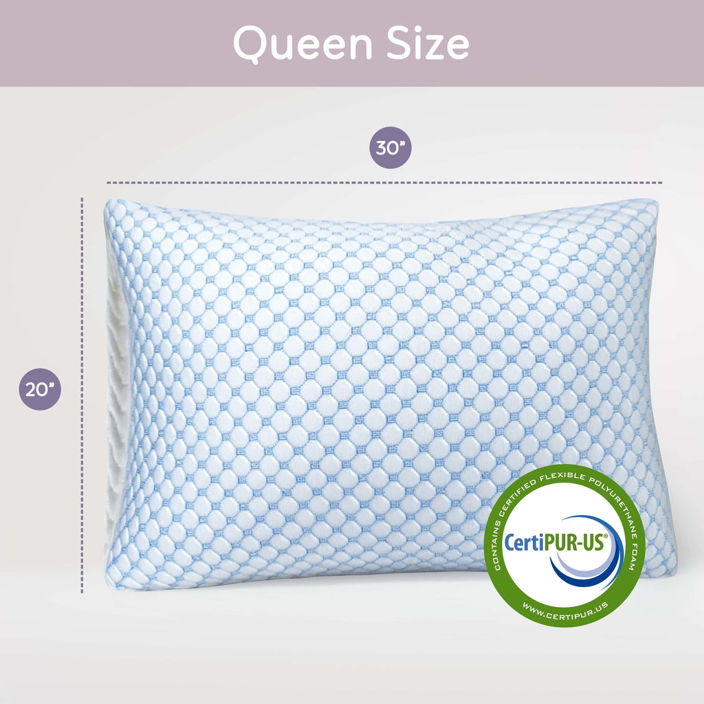 Decorative Plump Cooling Pillows for Bed, Memory Foam Bed Pillow, Queen Pillows 20” X 28”, 2 Pack - Decorative Throw Pillow Cushion for Sofa & Bed Detail