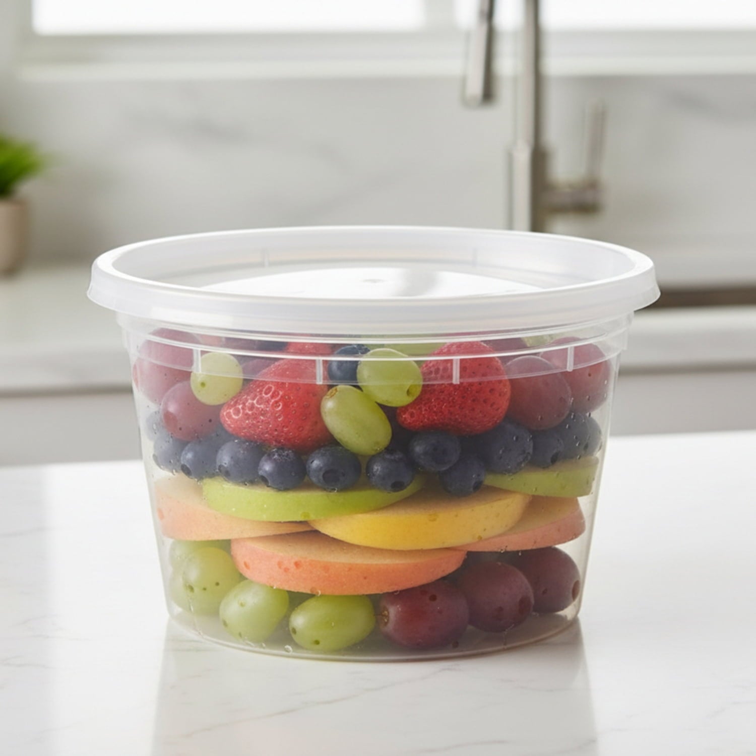 Fun Food Fidget 40 Piece 16oz Plastic Deli Container, Ideal Use for Meal Prep and Batch Cooking - Playful Star & Heart Shaped Geometric NeeDoh Detail