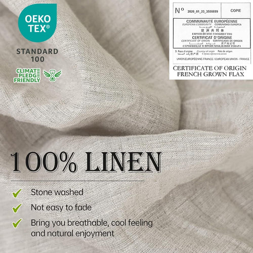 Cooling Sateen 100% Linen Sheet Set Solid Color-4 Pcs Washed French Linen Bed Sheets(1 Flat Sheet,1 Fitted Sheet,2 Pillowcases)-Brea... - Luxury Bed Sheet Set with Deep Pockets Detail