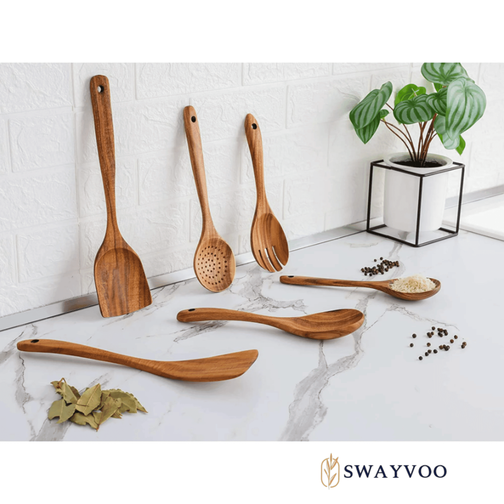 Non-Stick Safe Wooden Spoons for Cooking, 6-Piece 100% Natural Teak Wooden Utensils for Cooking — Heat Resistant, Non-Stick ... - Heat-Resistant Silicone Cooking Spatula Turner Detail