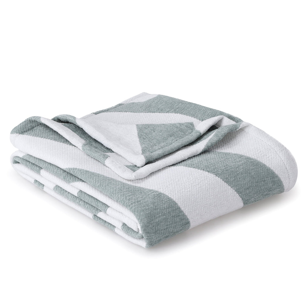 Cozy Fleece Chenille Jacquard Soft Throw Blanket, Soft Sea - Cozy Fleece Throw Blanket for Couch & Bed Detail