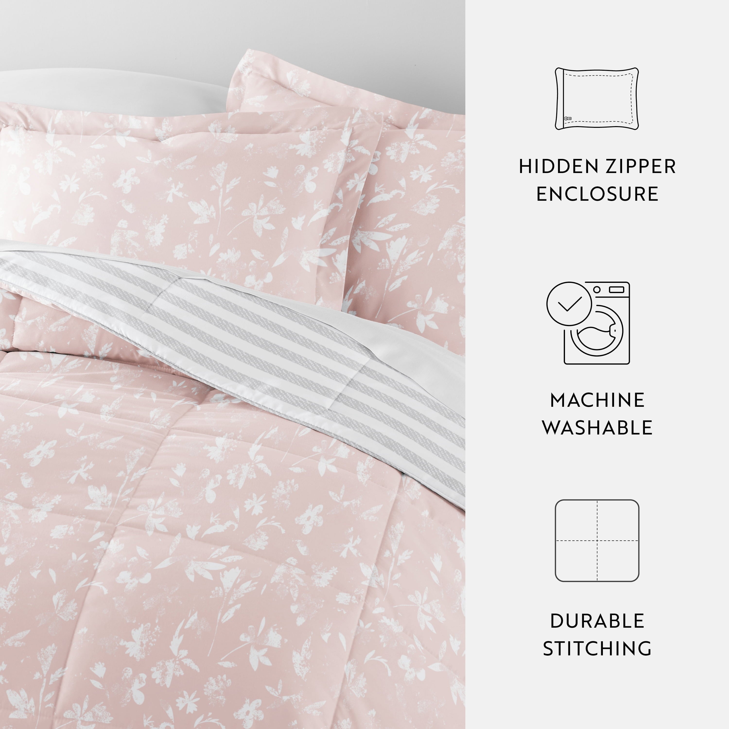 Hypoallergenic Cloud All Season Ultra Soft Comforter Set Lightweight Bedding in Pressed Flowers for Full/Queen Size - Cloud-Like Soft Lightweight Bed Comforter Detail