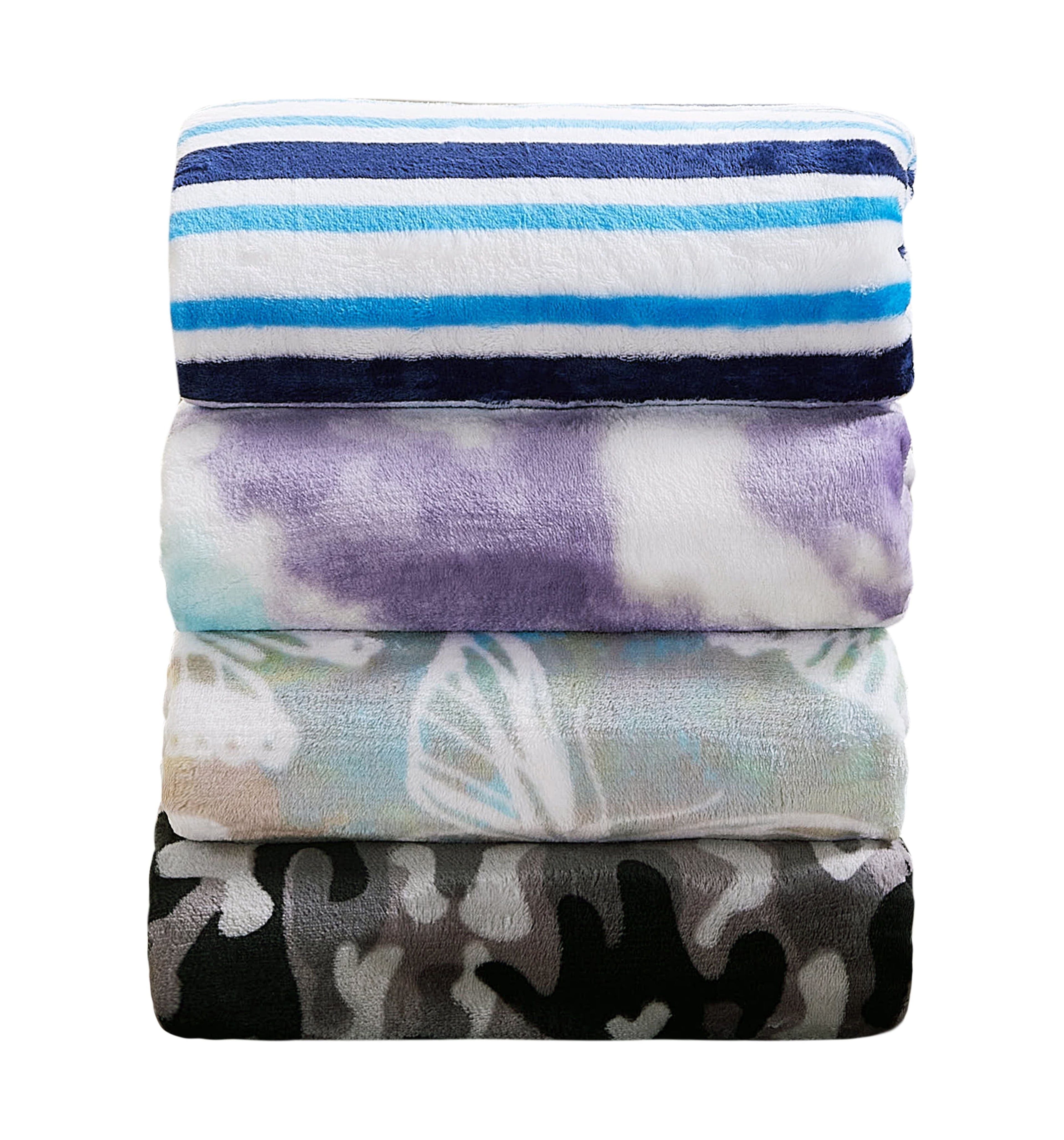 Cozy Fleece Blue Stripes XL Oversized Throw Blanket, 72 x 50 inches, Great for a Kids Bedroom, Super Soft and Cozy - Lightweight Plush Warm Blanket for All Seasons Detail