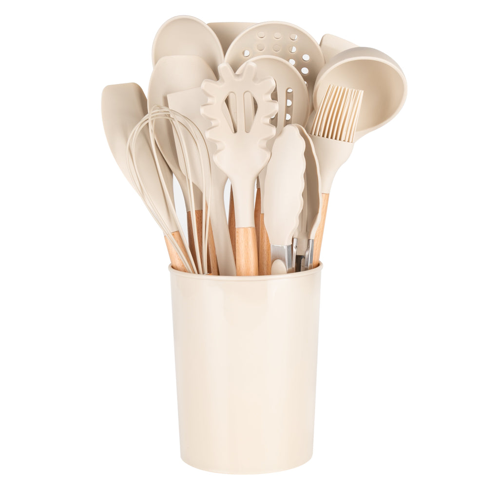 Ergonomic Cooking 14pcs Cooking Utensil Set with Caddy - Ergonomic Kitchen Tongs and Cooking Spoon Utensil Detail