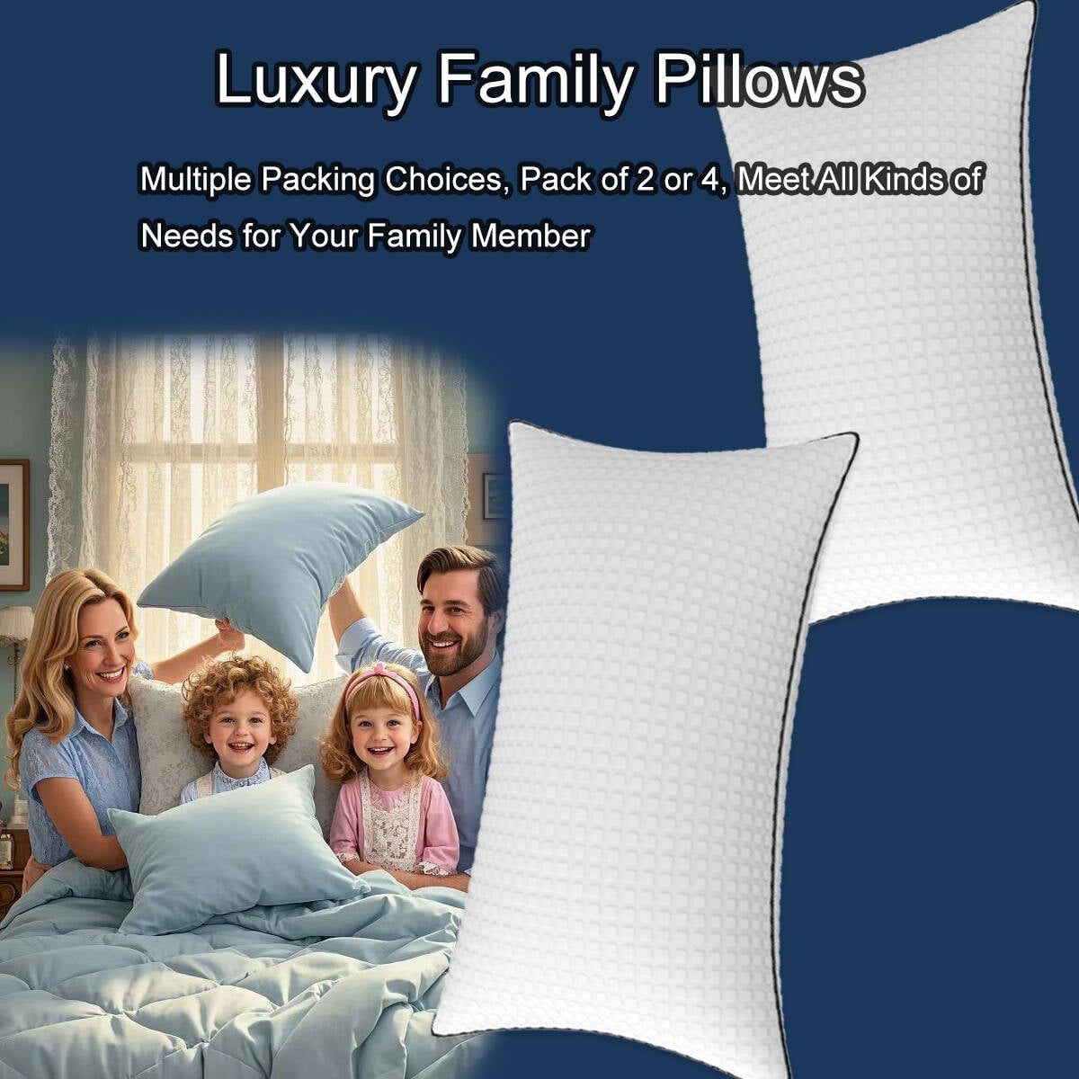Hotel Collection Pillows King Size Set of 2, Hotel Quality, Down Alternative Gusseted Bed Pillows for Side, Back, or Stomach Sleepers,... - Decorative Throw Pillow Cushion for Sofa & Bed Detail