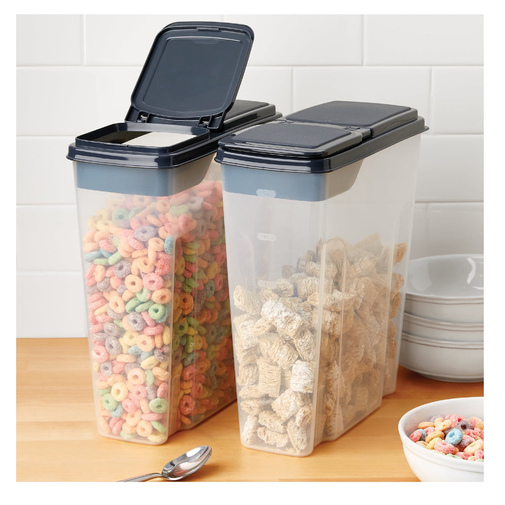 Whimsical Doughnut 2-Pack Plastic Cereal Keeper Storage Containers, Kitchen Pantry Organizer Canisters for Cereal and Dry Food... - Playful Star & Heart Shaped Geometric NeeDoh Detail