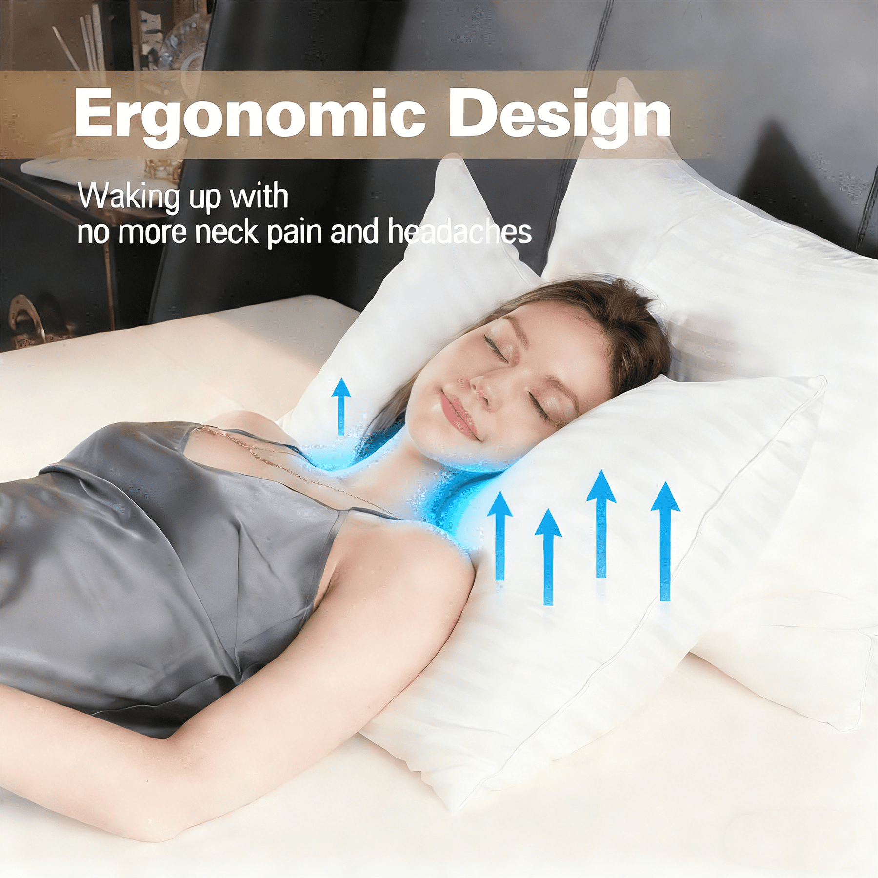 Hotel Collection Pillow for Bed Standard Size Set of 2 ,Down Alternative Pillows for Sleeping 20x26inch, Luxury Hotel Pillow for Back,... - Ergonomic Memory Foam Pillow for Neck Pain Support Detail