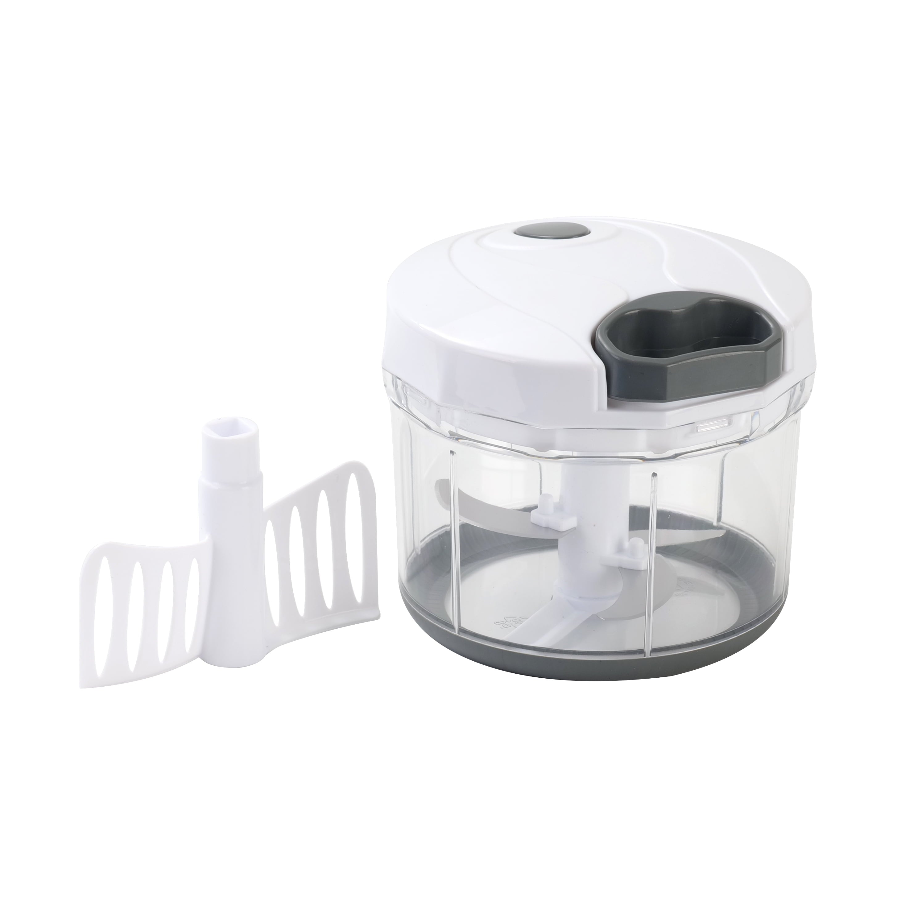 Time-Saving 1qt Quick Pull Chopper, BPA free , SS Blades, Food Contact Safe Material , White & Grey, Weight 320g - Multi-Functional Manual Food Chopper & Slicer Detail