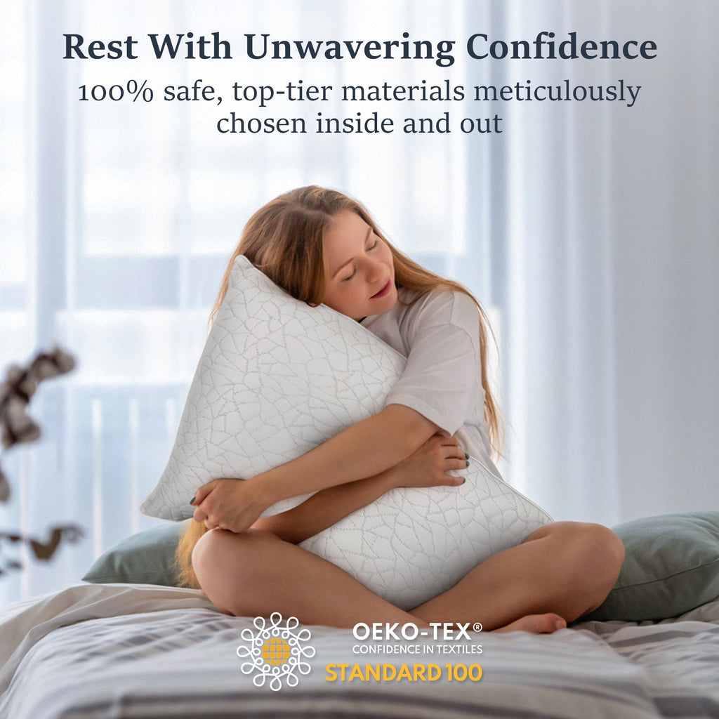Ergonomic Memory Foam Queen Size Bed Pillows 1-Pack,2.2lb High Quality Down Alternative Filled,3D Breathable Cover,Hotel Collection Pillows... - Hotel Quality Plush Sleeping Pillows Detail