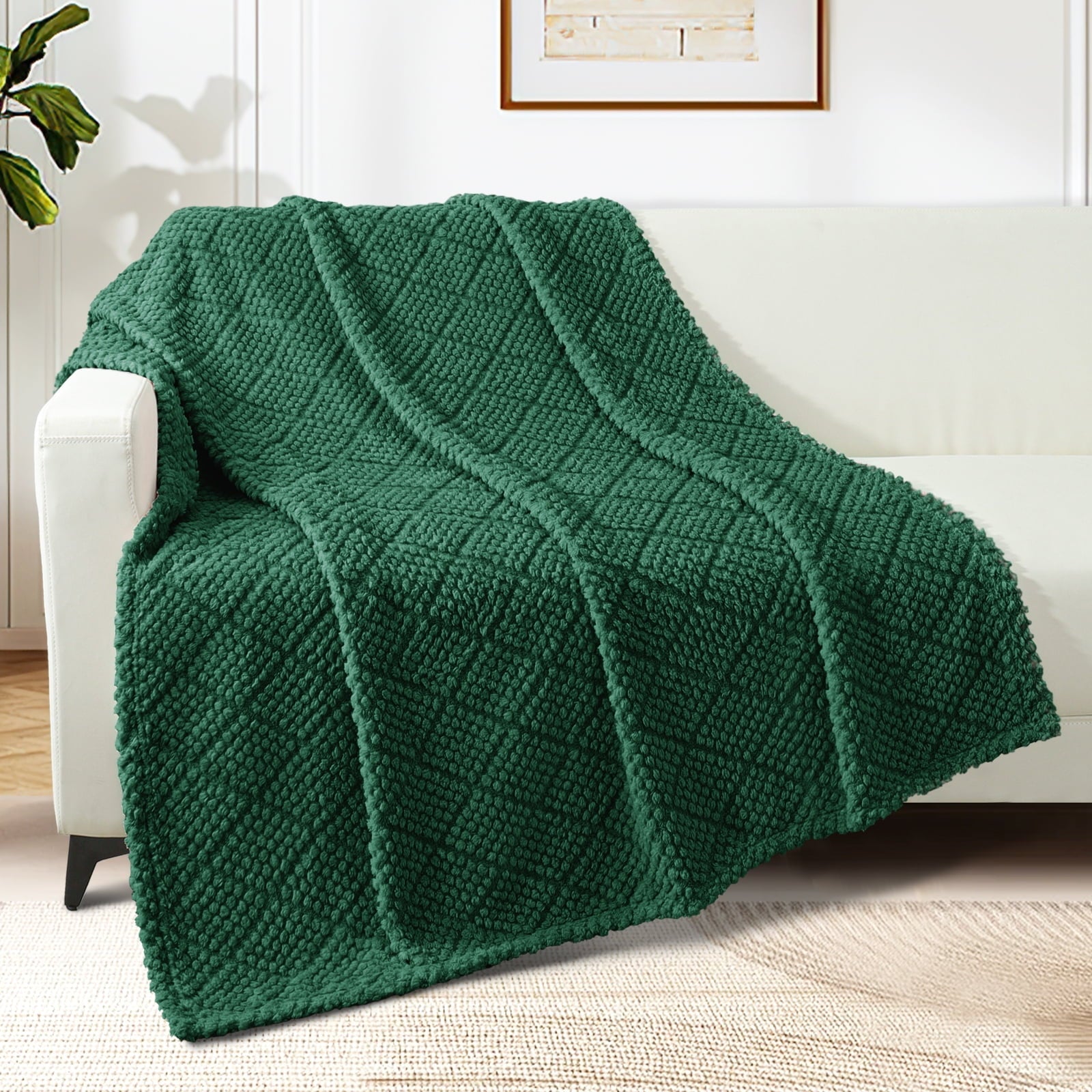 Cozy Fleece Fuzzy Fleece Throw Blanket for Couch, Bed, Soft Fluffy Jacquard Waffle Blankets for All Season, Lightweight and Warm,... - Super Soft Reversible Sherpa Flannel Blanket Detail