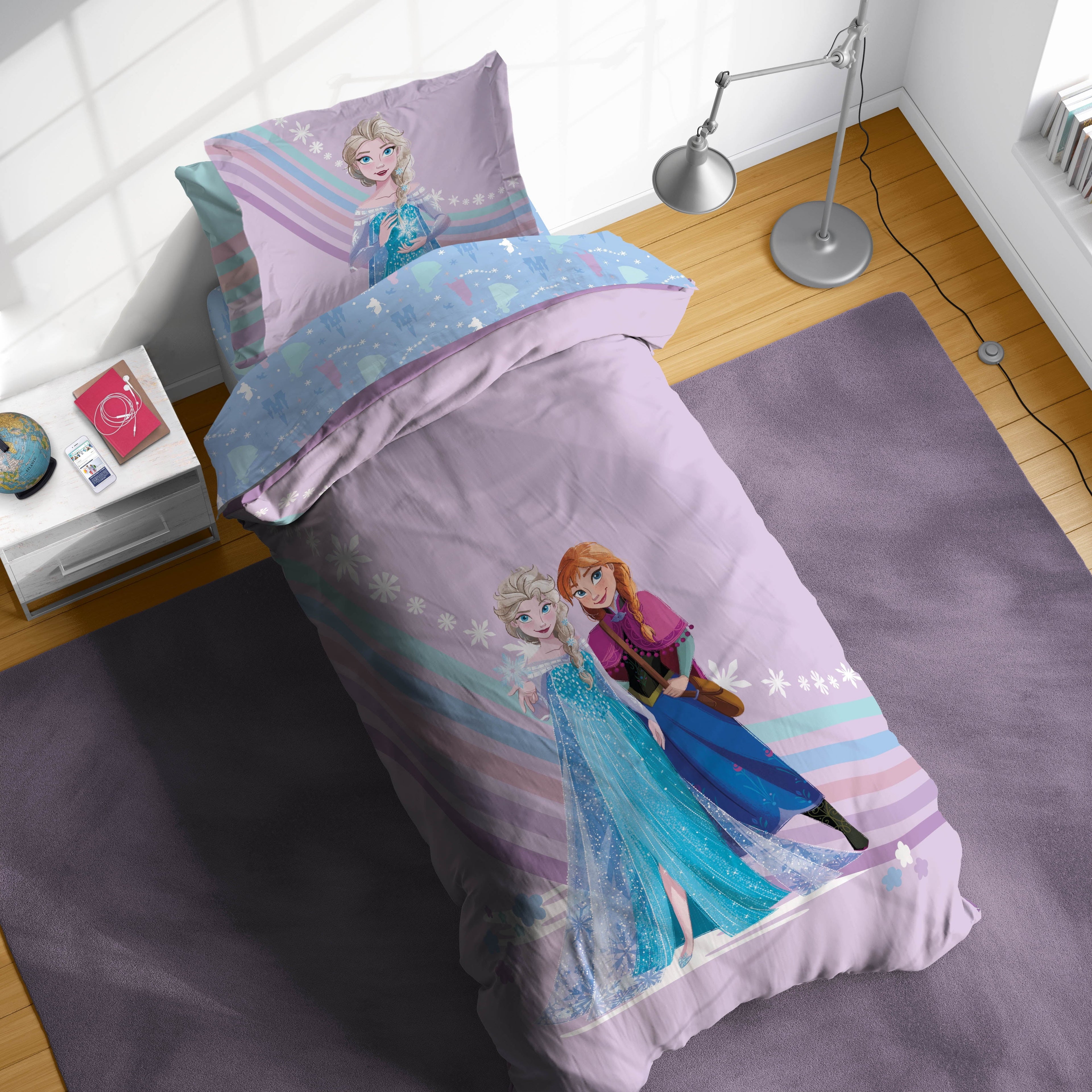 Fluffy Down Alternative The Poet Inside 5 Piece Twin Size Kids Comforter Set wth Sham - Super Soft Elsa Bed Set for Kids - All-Season Down Alternative Comforter Insert Detail