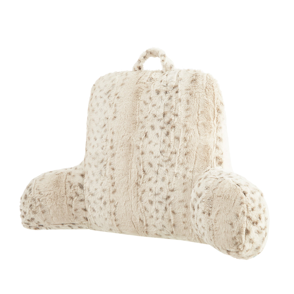 Orthopedic Support Faux Fur Backrest Pillow for Adults, 23"x 30" Snow Leopard - Ergonomic Memory Foam Pillow for Neck Pain Support Detail