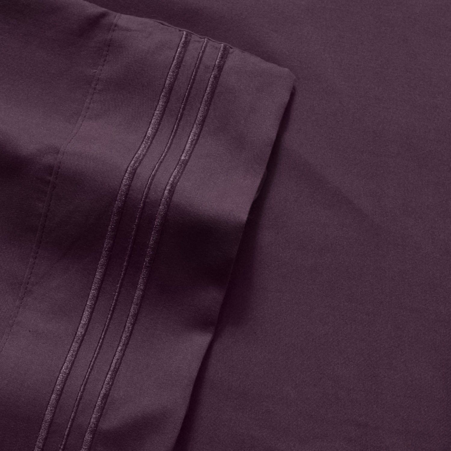 Cooling Sateen 1800 Series Bed Sheets - Extra Soft Microfiber Deep Pocket Sheet Set - Purple, Full - Breathable Egyptian Cotton Flat & Fitted Sheets Detail
