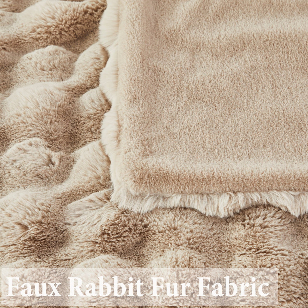 Lightweight Warm Taupe Faux Fur Bubble Blankets for Couch Chair Sofa Luxury Fluffy Thick Bubble Throw Blanket Furry Blanket Fuzzy Soft... - Lightweight Plush Warm Blanket for All Seasons Detail