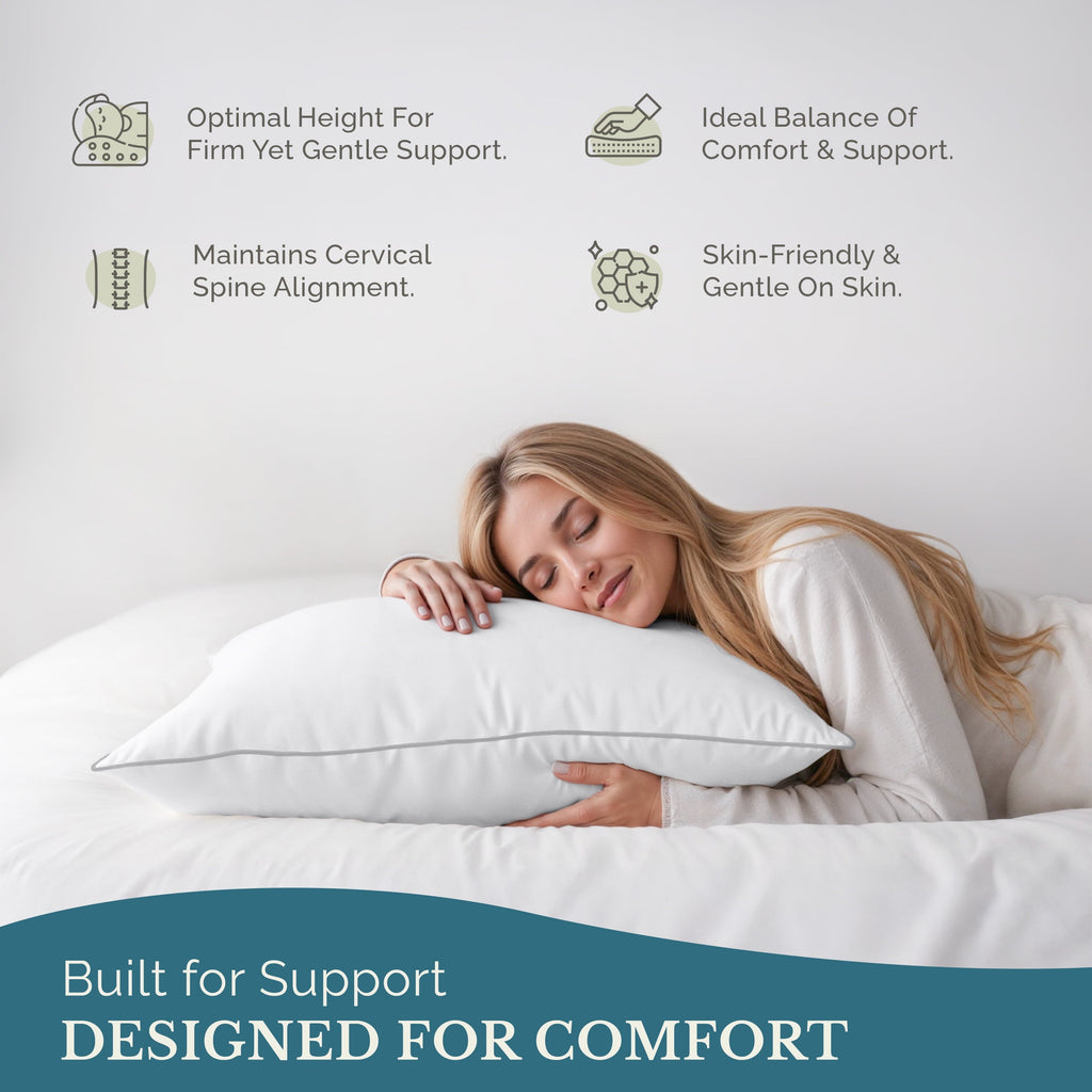 Hotel Collection Pillows Standard Size Set of 2 – Standard Pillow, Cooling Comfort, Breathable, Easy Care Machine Washable, Perfect fo... - Hotel Quality Plush Sleeping Pillows Detail