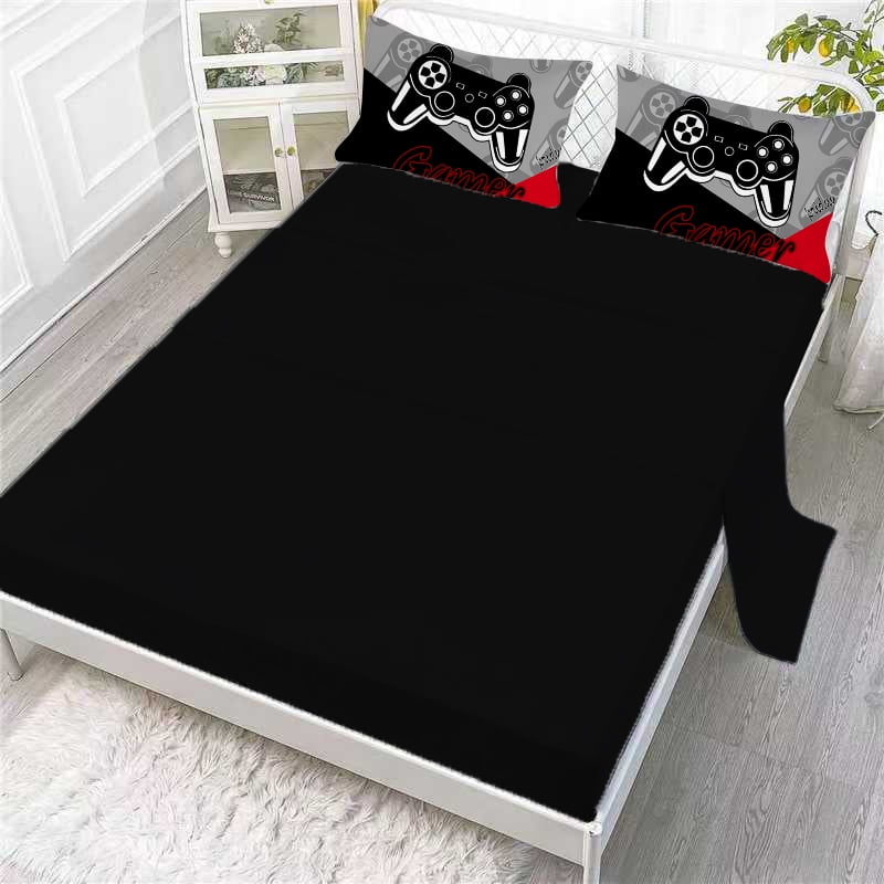 Luxurious Quilted Gaming Comforter for Kids Boys Teens Video Game Bedding Set Gamer Comforter Gamepad Comforter Set Full Size Red Black... - Luxurious Quilted Duvet Cover Set Detail
