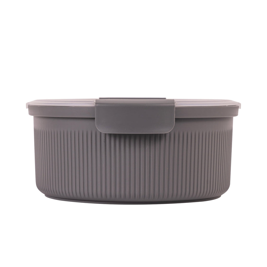 Deliciously Squishy Food Storage Bento Container, Round, Grey, 47oz Capacity, Ideal Use for Workday Meals and Travel - Fun Food Fidget Cookie Squishable Toy Detail