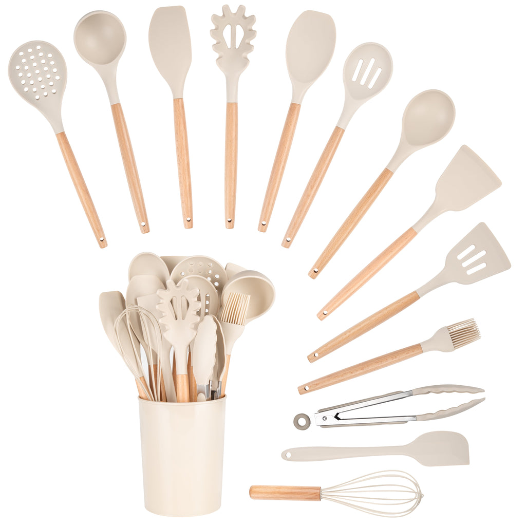 Ergonomic Cooking 14pcs Cooking Utensil Set with Caddy - Ergonomic Kitchen Tongs and Cooking Spoon Utensil Detail
