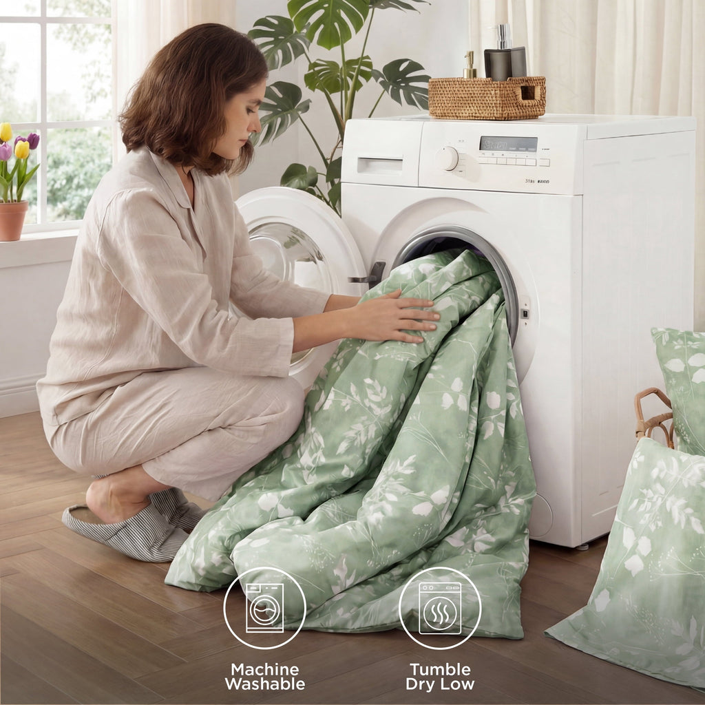 All-Season Queen Comforter Set Sage Green, Bed in a Bag Queen Size Bedding, 7-Pieces Botanical Flowers Spring Comforter, Sheets,... - Luxurious Quilted Duvet Cover Set Detail