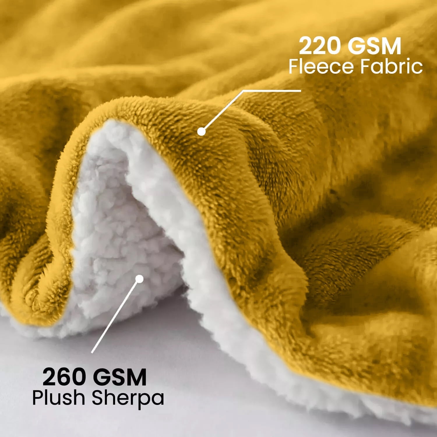 Cozy Fleece Moonlight20015 Sherpa Blanket Fluffy Plush Couch & Travel Blanket Reversible Throw Size Ochre Color - Luxury Knitted Decorative Throw Blanket with Fringes Detail