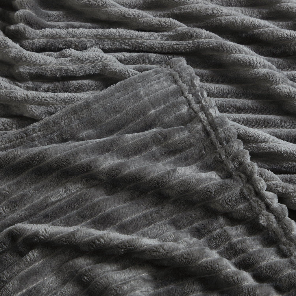 Lightweight Warm Cut Plush Fleece Blanket, Soft Lightweight Fuzzy Luxury Throw Size Bed Blankets for Bed, Throw, Gray - Luxury Knitted Decorative Throw Blanket with Fringes Detail
