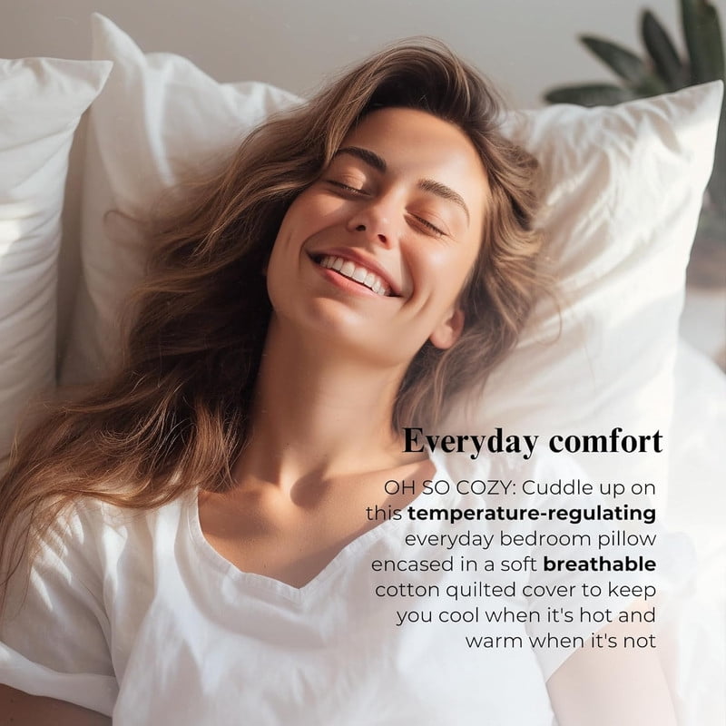Decorative Plump 100% Organic Cotton Pillow with Organic Cotton Cover - GOTS CERTIFIED - Adjustable Loft, Head Neck Pain Relief, Back ... - Orthopedic Shredded Foam Bed Pillow Set Detail