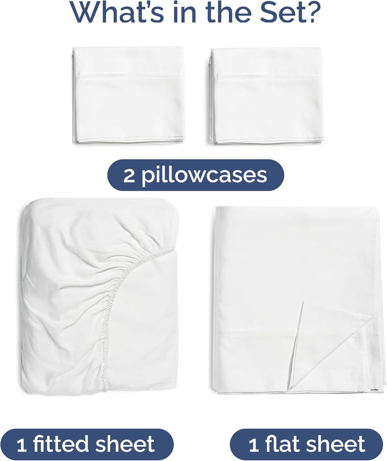 Wrinkle-Resistant 4-Piece Luxury Bamboo Cooling Sheet Set - Queen Size 100% Bamboo Derived Rayon Premium Bed Sheets, White - Luxury Bed Sheet Set with Deep Pockets Detail