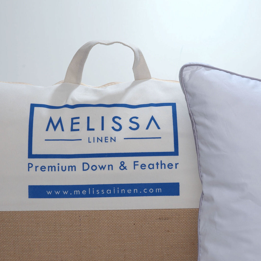 Hotel Collection Linen Premium Goose Down Feather Pillow for Bed, Soft & Supportive, Standard Size, White - Decorative Throw Pillow Cushion for Sofa & Bed Detail