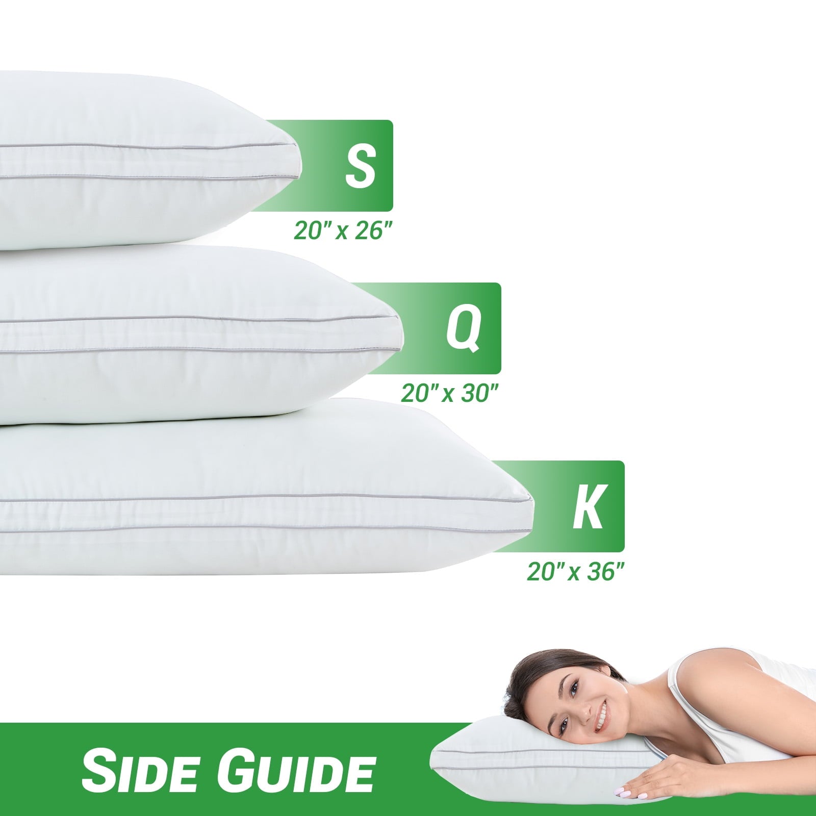 Orthopedic Support 2 Pack Pillows for Bed, Standard Size Pillows Insert for Side and Back Sleepers, Soft Down Alternative Microfiber Fil... - Decorative Throw Pillow Cushion for Sofa & Bed Detail