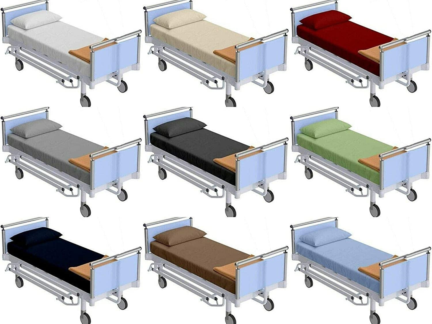 Breathable Luxury 100% Cotton Hospital Bedsheets Set - 1 Flat Sheet, 1 Fitted Sheet (10" Inch) Deep Pocket, 1 Pillowcase, Best & Comfor... - Luxury Bed Sheet Set with Deep Pockets Detail