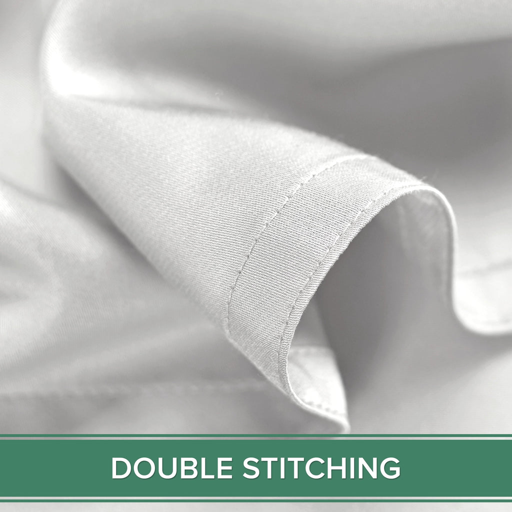 Cooling Sateen Sheets King Size Bed Sheet 4 Piece Set, Genuine 100% Organic Bamboo Viscose, Luxuriously Soft & Cooling, Double Stitc... - Breathable Egyptian Cotton Flat & Fitted Sheets Detail