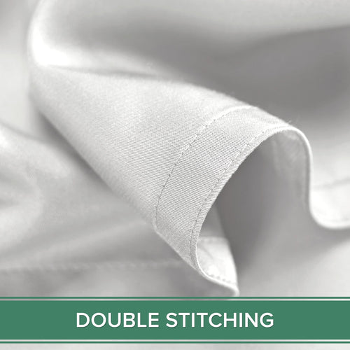 Cooling Sateen Sheets King Size Bed Sheet 4 Piece Set, Genuine 100% Organic Bamboo Viscose, Luxuriously Soft & Cooling, Double Stitc... - Breathable Egyptian Cotton Flat & Fitted Sheets Detail