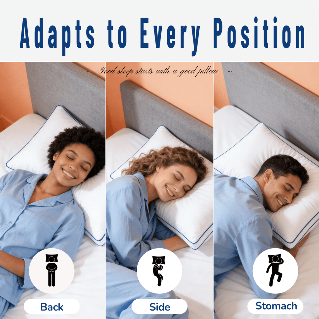 Orthopedic Support Pillows Queen Size Set of 2 Bed Pillows 2 Pack Down Alternative Hotel Pillows for Side Sleepers and Back Sleepers Gus... - Ergonomic Memory Foam Pillow for Neck Pain Support Detail