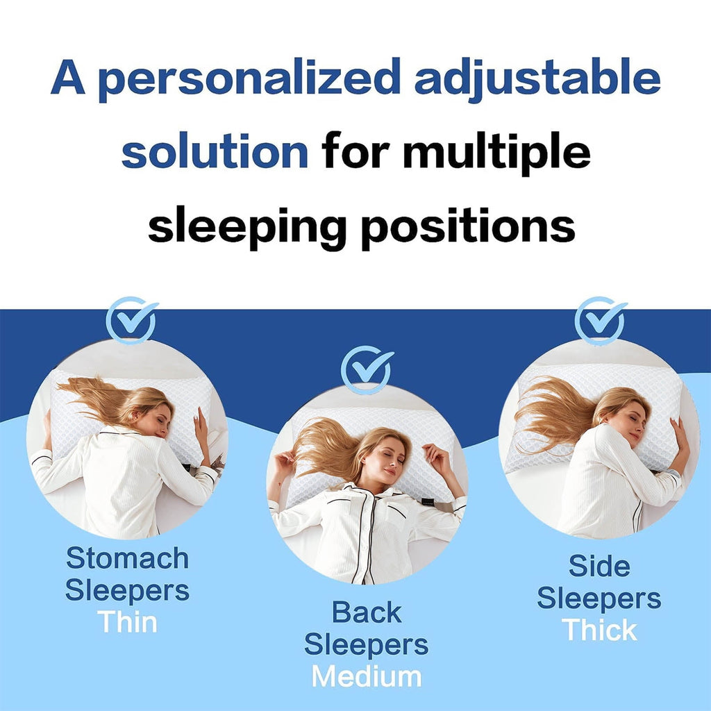 Orthopedic Support Cooling Shredded Memory Foam Bed Pillows Adjustable Firm Support Pillow for Side and Back Sleepers Curved Pillows Set... - Orthopedic Shredded Foam Bed Pillow Set Detail
