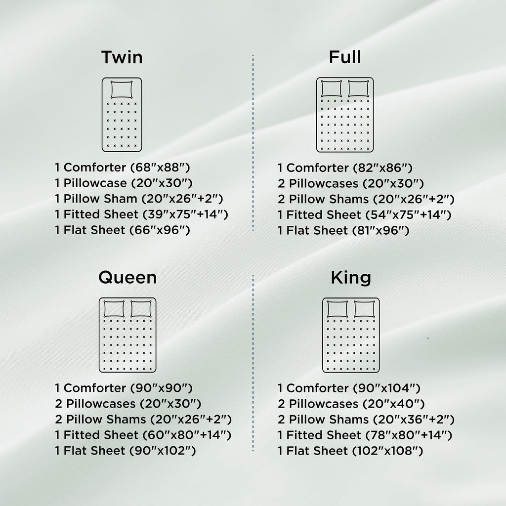 Heavyweight Warmth Queen Comforter Set Sage Green, 7 Pieces Lightweight Queen Bedding Sets, Contrasting Design - Luxurious Quilted Duvet Cover Set Detail