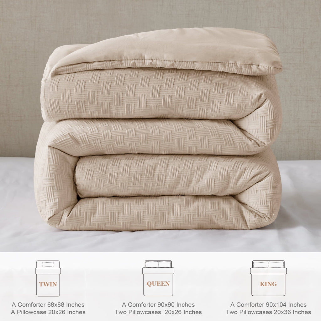 All-Season 3-Piece Jacquard Braid Ultra Soft King Comforter Set, Luxury Reversible Microfiber Oversized Comforters Bedding Set w... - Cloud-Like Soft Lightweight Bed Comforter Detail