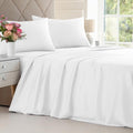 Wrinkle-Resistant 4-Piece Luxury Bamboo Cooling Sheet Set - Queen Size 100% Bamboo Derived Rayon Premium Bed Sheets, White - Luxury Bed Sheet Set with Deep Pockets - Default Title