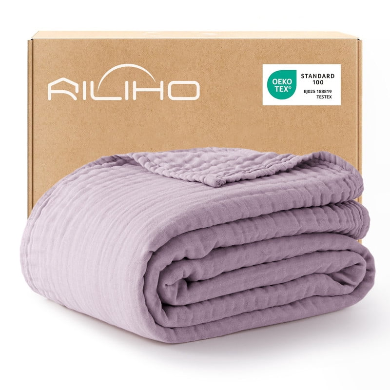 Cozy Fleece 100% Cotton Muslin Blanket Large 50" x 70", 6 Layers Lightweight and Breathable Throw Blankets for Couch, Soft Coolin... - Lightweight Plush Warm Blanket for All Seasons - Default Title