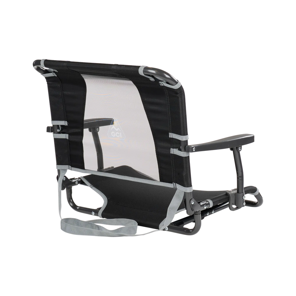 Secure-Hook Big Comfort Stadium Chair with Armrests - Choice 465 - Grandstand Cushion Seat with Secure Under-Bench Hooks Detail