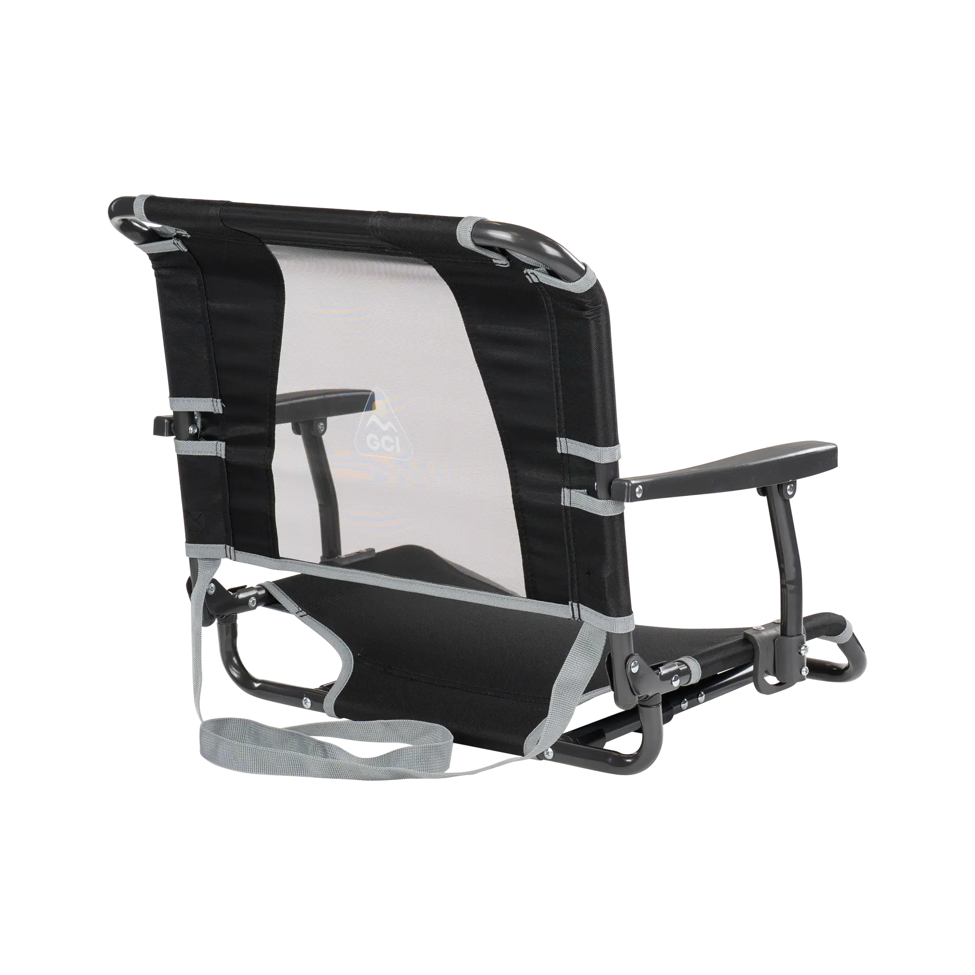 Secure-Hook Big Comfort Stadium Chair with Armrests - Choice 465 - Grandstand Cushion Seat with Secure Under-Bench Hooks Detail