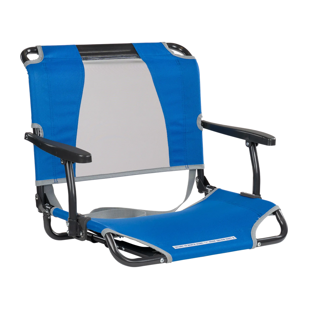 Secure-Hook Big Comfort Stadium Chair with Armrests - Choice 465 - Grandstand Cushion Seat with Secure Under-Bench Hooks - Royal Blue