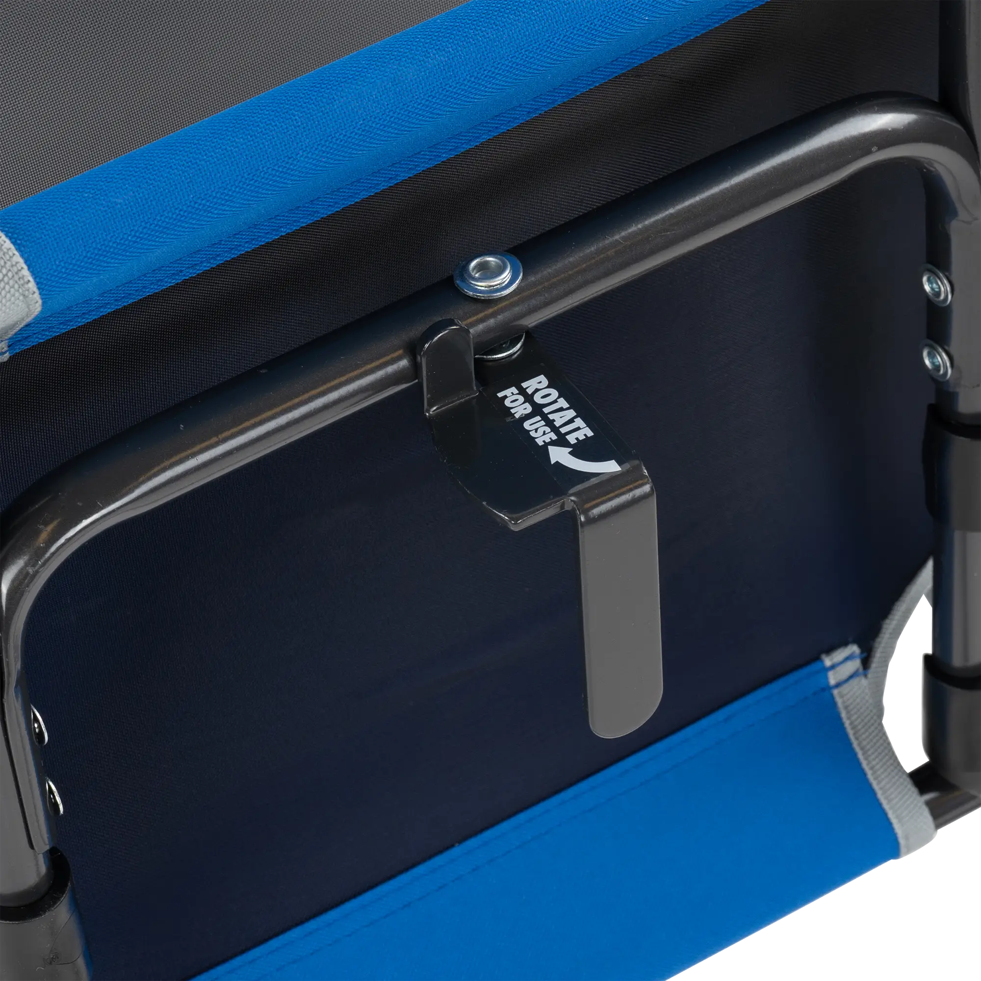 Secure-Hook Big Comfort Stadium Chair with Armrests - Choice 465 - Grandstand Cushion Seat with Secure Under-Bench Hooks Detail