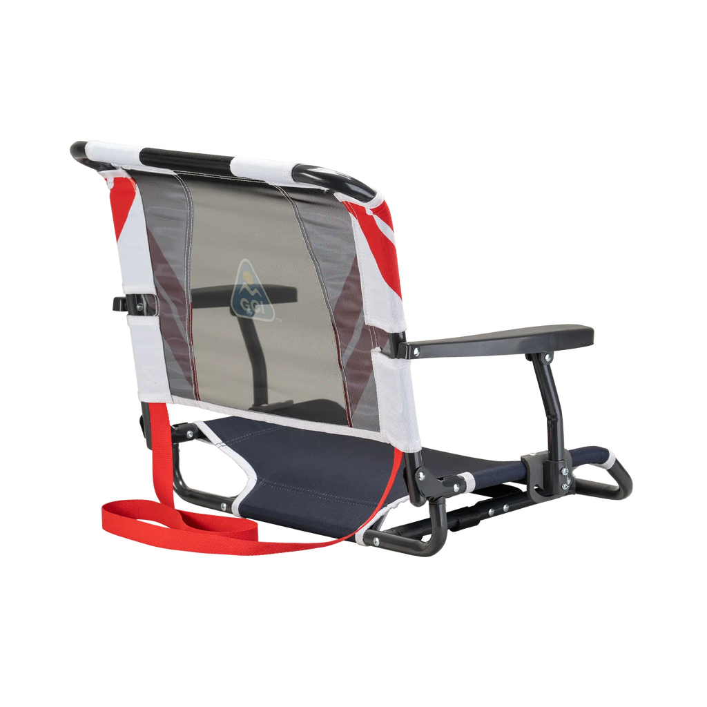 Secure-Hook Big Comfort Stadium Chair with Armrests - Choice 465 - Grandstand Cushion Seat with Secure Under-Bench Hooks Detail