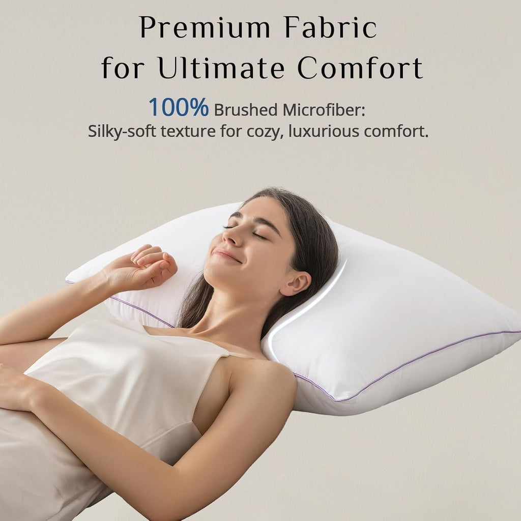 Hotel Collection Set of 4, Cooling and Supportive Bed with Super Soft Down Alternative Fill, Luxury Fluffy Hotel Quality for Side, Bac... - Decorative Throw Pillow Cushion for Sofa & Bed Detail
